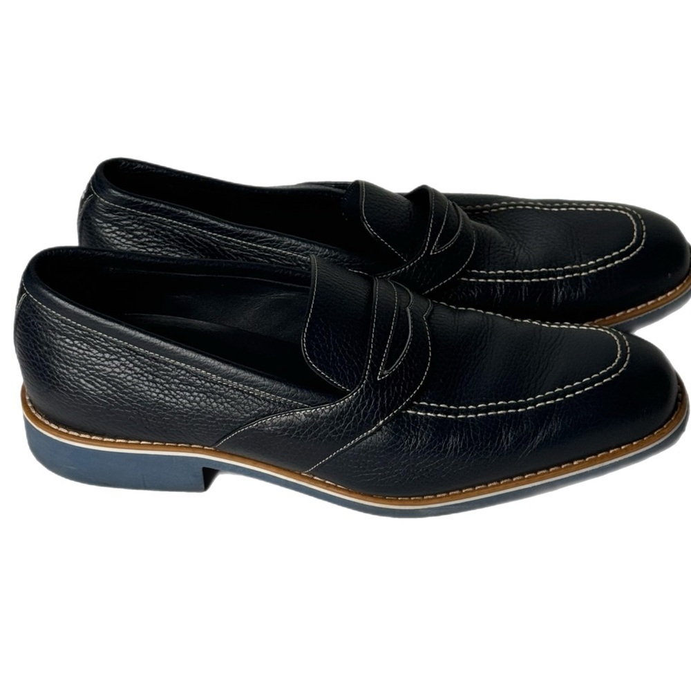 Star Artioli Leather Loafers Blue Pebbled Leather Business Casual Size 10